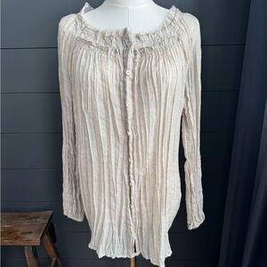 JohnPaulRichard Size small Cream Button-Up Women's Top